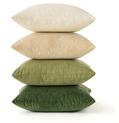MIULEE Samt Kissenbezug 45x45 cm Kissenhülle Hellgrün Serie 4er Set Sofakissen Samtkissen Dekorative Dekokissen Couchkissen Zierkissen Farbverlauf Bezug Sofakissenbezug für Wohnzimmer Kinder Büro