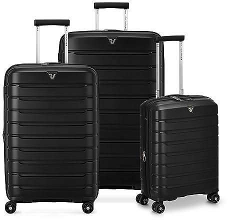 RONCATO B-FLYING Kofferset 3-teilig (Groß, Mittel, Handgepäck) - 4 Rollen, erweiterbar, SCHWARZ