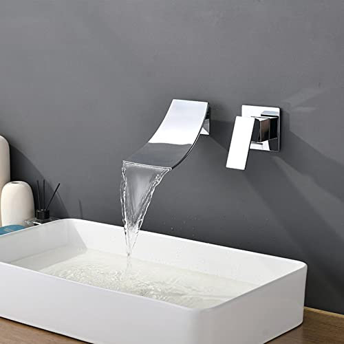Unterputz Armatur Waschbecken Ultradünner Waschtischarmatur Wasserfall Heißer Und Kalter Waschtischarmatur für Bad Aus Messing,Chrom