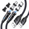 VAFOTON 9Pin Magnet Ladekabel, 360°&180° Magnetisches USB Ladekabel (2 Stück, 2m/1m), 3 in 1 Magnetisches Datenkabel 18W, für Typ C/Micro USB/i-Produkte/Smartphone