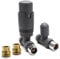 Thermostatic TRV Straight Anthracite Radiator Valves 1/2 x 15mm with Brass Radiator Reducer Compression Valve - 15mm to 10mm