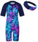 ZNYUNE Mädchen Einteiler Kurzärm Badeanzug Stoffdruck Kinder Schwimmanzug+Haarreif S419 NavyLeaves 14A