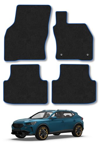 CUPRA Formentor (2020+) Carpet Car Mats | Blue Edge Trim Tailored Fit Floor Mats Full Coverage Protection Accessories Easy Clean Anti Slip Made in the UK
