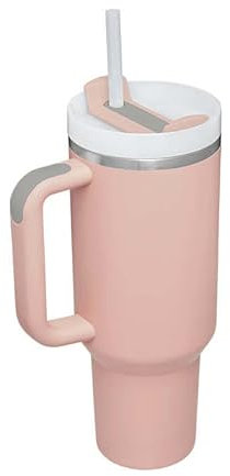 Bell's Lifestyle Travel Mug Quencher 40oz 1.2L Stanleys Cups Style Tumbler Cup with Straw, Lid and Handle, Stainless Steel Double Wall Vacuum Insulated for Hot & Cold Drinks, BPA Free, Dusky Rose…