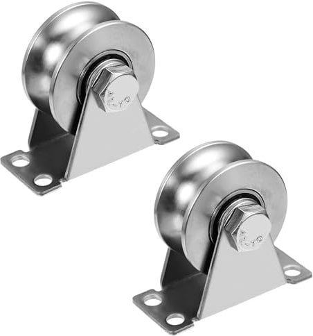 2 Pack U-Type 304 Stainless Steel Pulley Block Quality Single Pulley Wheels for Ropes Mute Bearings Groove Sliding Roller Track Wheel Use for gym Fitness Material Handling Moving Mount Pulley Block