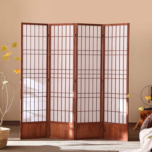 FGYAHOKN Paravent Innen 4 Teilig 180x180cm, Trennwand Raumteiler, Paravent Holz Vintage, Raumteiler Klappbar Freistehend, Sichtschutz 180 cm Hoch, Raumtrenner Holz Stellwand