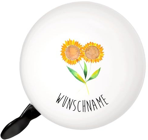 Mr. & Mrs. Panda Personalisierte Fahrradklingel Blume Sonnenblume - Personalisierte Geschenke, Fahrradglocke mit Namen, Fahrradklingel Individuell