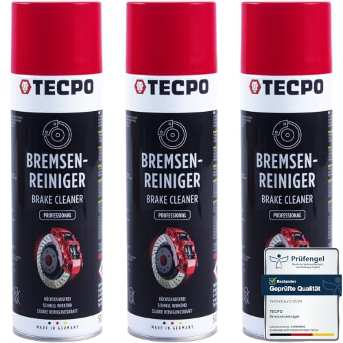 TECPO Bremsenreiniger 3x 500ml Universal Teilereiniger 360° Ventil Power Brake Cleaner Acetonfrei Reiniger Entfetter Korrosionsschutz