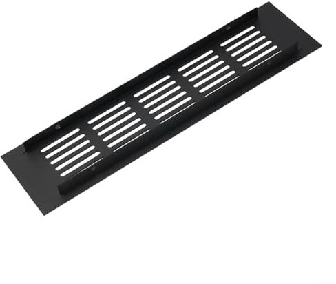 PETSTIBLE Cubierta de ventilación – Rejilla de ventilación de aleación de aluminio – Puerta de rejilla de muebles negra, adecuada para armario, zapatero, puerta de baño, etc. (60 x 350 mm)