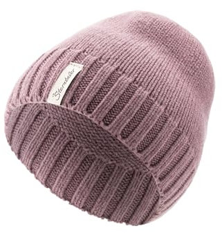 Sterntaler Strickmütze Lambswool - Mädchen Beanie mit Abschlußbund in modischem Rippenstrick - Baby Mütze aus weicher Lammwolle - Wintermütze - pastellviolett, 49