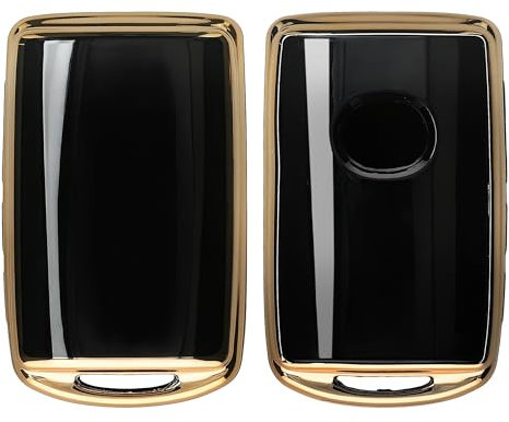 kwmobile Autoschlüssel Hülle kompatibel mit Mazda 3-Tasten CX30 CX50 CX60 CX90 MX-30 - Schlüsselhülle Silikon Cover - Schwarz Gold