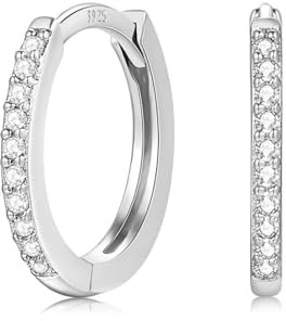 Ecripe 925 Sterling Silber Creolen Ohrringe Damen, Kleine Silber 925 mit Kubischer Zirkonia, Hypoallergen Silber Schlafen Kreolen Ohrringe fr Frauen Mdchen