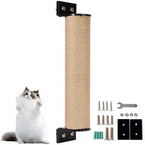 Kletterwand Katzen Kratzbaum Wand Wandmontage, Natur Sisal Stamm Kratzsäule Robuster Kratzstamm für Katzen, Kratzsäule für Katzen, Katzenkratzbaum Sisalstämme Sisalsäulen (Katzenkratzbaum)