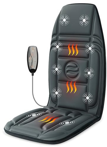 Vibration Rückenmassagegerät mit Wärme, Massage Stuhl Pad mit 10 Vibrationsmotoren & 2 Heizstufen, Stuhl Massagegerät für Liegestuhl, Bürostuhl, Sofa