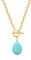 KOOUNUATA Turquoise Pendant Necklace 18K Gold Plated Link Thick Chain Trendy Toggle Clasp Necklace for Women