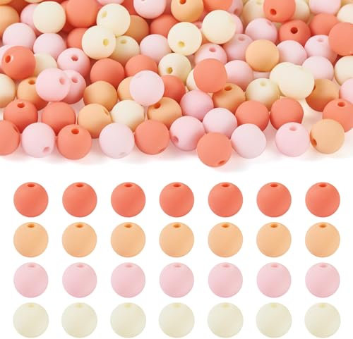 Bestewelry 193 pièces 8mm perles rondes acrylique rose pour bijoux DIY