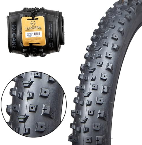 Fat Bike Tire for Bicycle and Bike by Terrene - Cake Eater Tough 29X2.8 Inch Tubeless, Fast Rolling, Stud Capable Mountain Bike Tires for Winter - 60 TPI Bike Accessories for Adult Mountain Bikes
