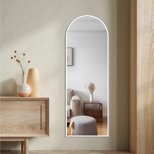 BD-Baode Standspiegel Bogen Ganzkörperspiegel 150×50cm Bodenspiegel, Abgerundeter Standspiegel, Ganzkörperspiegel Groß Wandspiegel im Schlafzimmer, Ankleidezimmer Spiegel (Weiß)