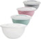 Schüssel Modell Pastel, mit Deckel 5L, 4er Set, Salatschüssel mit Deckel, Rührschüssel, Kunststoff (PP) BPA-frei, Farbe: hell grau, pastell rosa, grün und transparent, transparent Deckel, Ø 28 cm,