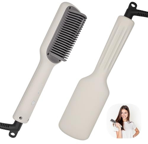 Luvan Haarglätter Bürste, Glätteisen und Haarbürste 2-in-1, Glättbürste Mit Verbrühungsschutz, 30s schnelles Aufheizen, 5 Temperatureinstellungen (130℃-200℃),professionelles Haarwerkzeug zum Stylen