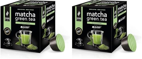 King Cup - 2 Paquet de 10 Capsules de Thé Matcha Sans Sucre, 10 Capsules 100% Compatible avec le Système Nescafè Dolce Gusto de Boisson Aromatisée Thé Matcha, Sans Gluten et Sans Lactose