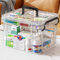 Organizador de medicamentos de doble capa con rejilla múltiple, botiquín portátil con tapa, caja de primeros auxilios para el hogar (transparente-S)