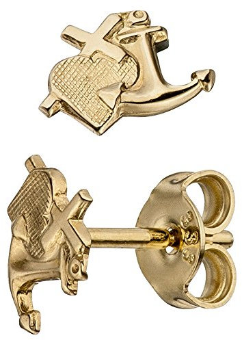 Paar Stecker Ohrstecker Glaube Liebe Hoffnung aus 333 Gold Gelbgold mattiert