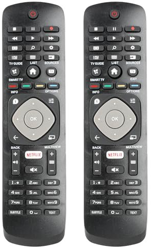 2 PZ 996596003606 Telecomando Compatibile Con Philips 4K UHD HDR Smart TV 32PFS5362 43PUS6262 49PUS6262 50PUS6262 Sostituzione Controllore con Pulsante NETFLIX, Nessuna Configurazione Richiesta