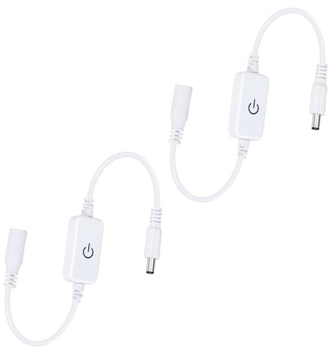 Tunejoy LED Strip Dimmer Switch Controller Striscia LED Touch Dimmer 2A DC 12V-24V con 5,5mm Spina per Singolo Colore Striscia Luminosa a LED 2 Pezzo