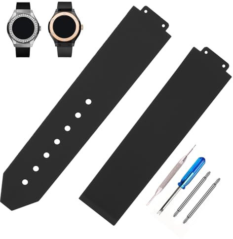 MMBAY Women Rubber 20mm Silicone Watch Bands Replacement Fit for Hublot 13mm*20mm*18mm Watch Strap Wirstband (without metal buckle) For Women and men (Black, 13mm*20mm*18mm)