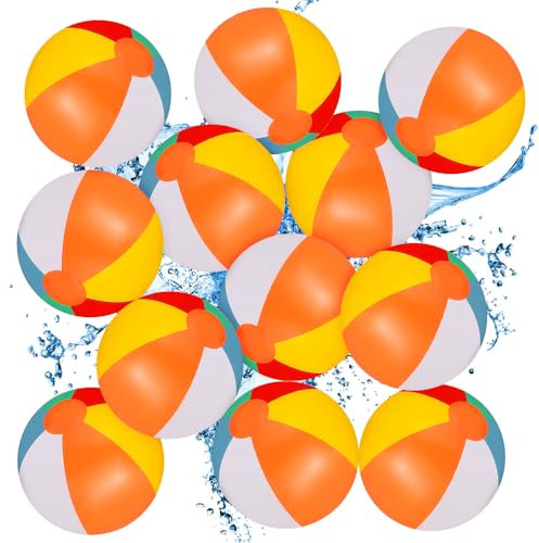 mizikuu 12 Piezas Pelota de Playa Hinchable, 25cm Colores Pelota de Agua Inflables Durabilidad Niños Adultos para Verano Juguetes de Piscina Beach Actividades al Aire Libre Fiesta