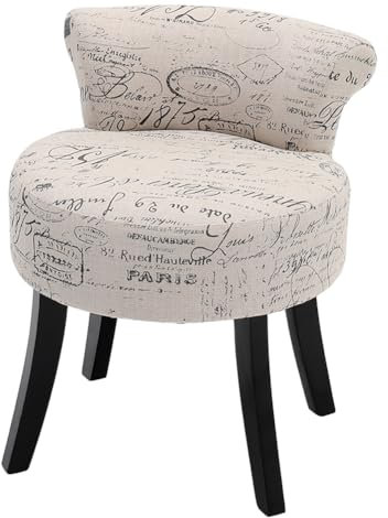 Warmiehomy Dressing Table Stool with Solid Wood Legs and Back Comfy Makeup Vanity Table Stool Chair for Bedroom Dressing Table, Kindergarten, Beige