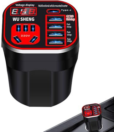 Inversor de Coche,Inversor Compacto para Automóvil | Piezas De Repuesto para Vehículos, Cargadores De Teléfono Móvil, Adaptador De Enchufe para Automóvil Y Caravanas