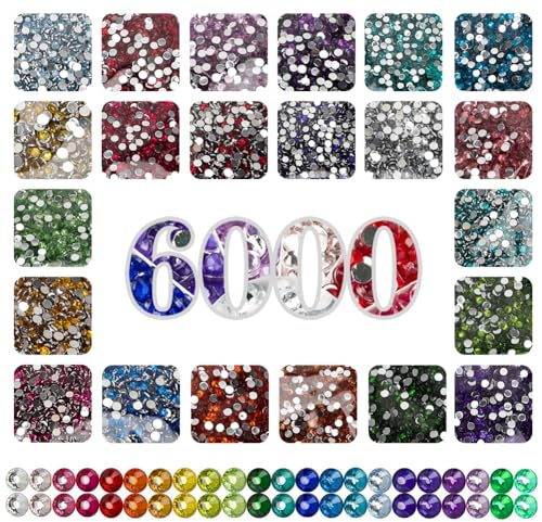 Tutamaz 60000 Diamond Painting Steine, Runder Steine Glitzer Zubehör Diamanten Deko Hotfix Strasssteine für Diamond Painting Runde Edelsteine Nägel Deko DIY Handwerke Kunsthandwerk Kleidung Bilderra