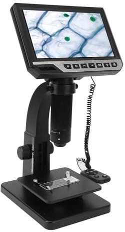 Tbest Digitales Biologisches Mikroskop mit 7 -Zoll -LCD -Bildschirm 500x 2000x Dual Lens 12MP Kamera 1080p Video 10 Einstellbare LED -Leuchten für Laborforschungsprüfungen
