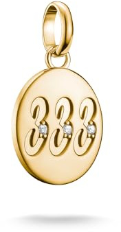 Thomas Sabo Charm pendant angel number 333 with stones Connect gold-plated 18-carat Gold-plating, Recycled 925 Silver