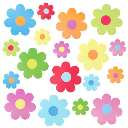 Papierausschnitte Blumen, 54 Stück Papier Deko für Pinnwand Tafel Party, DIY Doppelseitige Bunte Papier Ausschnitte in 9 Farben, Dekoration für Klassenzimmer Kinderzimmer Büro Schule