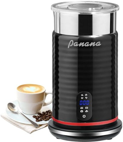 Panana Milchschäumer Kaffeezubereiter, 4-in-1 automatischer Schäumer und Milchdampfer, warmer & kalter Milcherhitzer, 350ml, Temperaturregelung mit automatischem Abschalten, für Kaffee, Latte, Cappucc