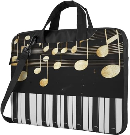 Mexpekil Sac pour ordinateur portable pour homme et femme avec bandoulière, Musique pour clavier de piano, 15.6 Inch