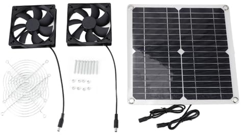 Pyltha Ventilator Solar 14W, Leiser Einbauventilator für Gartenhaus und Gewächshaus, Automatischer Fensteröffner mit Solaranlage - Energieeffizient, Zuverlässig, Für Solarheizung und