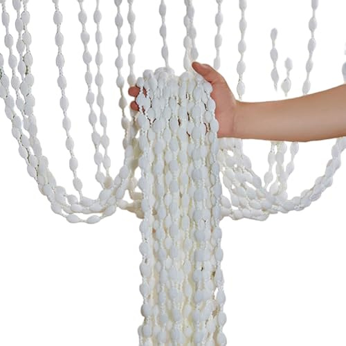 Bonalake Beaded Curtains, 39x79 Inch Door Beads Curtains Boho Hanging Beads for Doorways, Hallway, Entrance, Room Devider WhiteHanging for DoorwaysBeaded Doorway Curtain