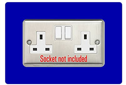 Double Socket Surround, Square Acrylic Back Panel Finger Plate, Decorative Frame for Neat and Tidy Finish, Font Colour:Blue