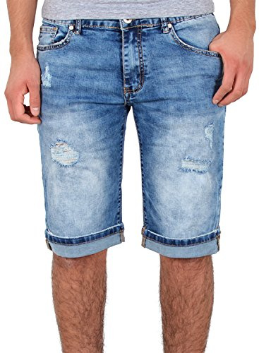 ESRA Herren Jeans Shorts Basic Jeans-Shorts Kurze Hose Bermuda A415