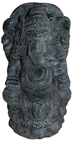 Seestern Sportswear Ganesha Garten Statue 50 cm Hindu Asia Deko Figur Steinguss für innen & außen schwarz antik /1884