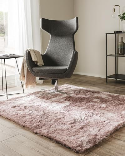 benuta Nest Hochflorteppich Whisper - Rosa 150x150 cm - Kuschelig Weicher Teppich für Schlaf- und Wohnzimmer - Pflegeleicht - Fußbodenheizung Geeignet