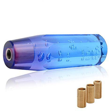 MASO Universeller Schaltknauf für Autos aus Aluminium mit Kristallen blau und lila 10 cm