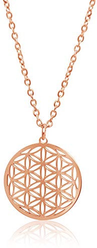Nuoli® Lebensblume Kette Rosegold (45 + 5cm verstellbar) Halskette Damen mit Blume des Lebens Anhänger für Frauen & Mädchen, aus Edelstahl