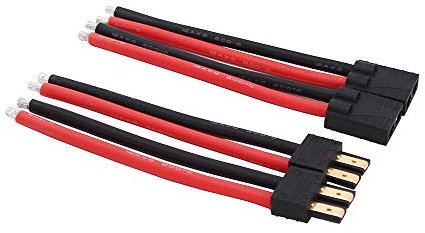 OliYin 2 Paires Traxxas TRX Câble de Connecteurs Mâle Femelle avec 12awg 10cm Fil Slicone pour RC LiPo Batterie FPV Turnigy/Zippy (Pack de 2)