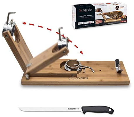 Hidalgo Soporte Jamonero Abatible 3 Claveles + Cuchillo Jamonero 3 Claveles