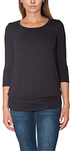 Alkato Damen Viskose Shirt 3/4 Arm Longshirt Top, Farbe: Pflaume Meliert, Größe: M